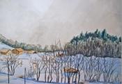 Am Hasliberg, 1983, 38x28cm, Aquarell / Farbstifte