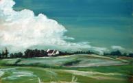 Kollerups Kirche, 1992, 160x100cm, Mischtechnik auf Packpapier