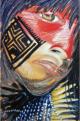 Xingu Indianer, 1995, 80x122cm, Mischtechnik auf Packpapier