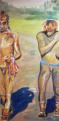 Bei Huptling Aritana, 1995, 100x200cm, Mischtechnik auf Packpapier