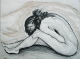 hockender Akt, 2009, 93x71cm, Kohle / Kreide