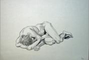 liegender mnnlicher Akt, 1984, 70 x50cm, Bleistift