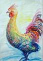 Hahn, 2009, 41x62cm, Aquarell