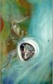 Teichfrosch, 1993, 76x122cm,  Mischtechnik auf Packpapier