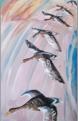 Wildgnse, 2000, 100x160cm, Aquarell/Farbstiffte