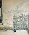 Alter Markt, 1984, 49x60cm, Mischtechnik auf Packpapier